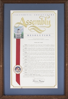 1997 California State Assembly Resolution Presented To Kareem Abdul-Jabbar For His 50th Birthday (Abdul-Jabbar LOA)